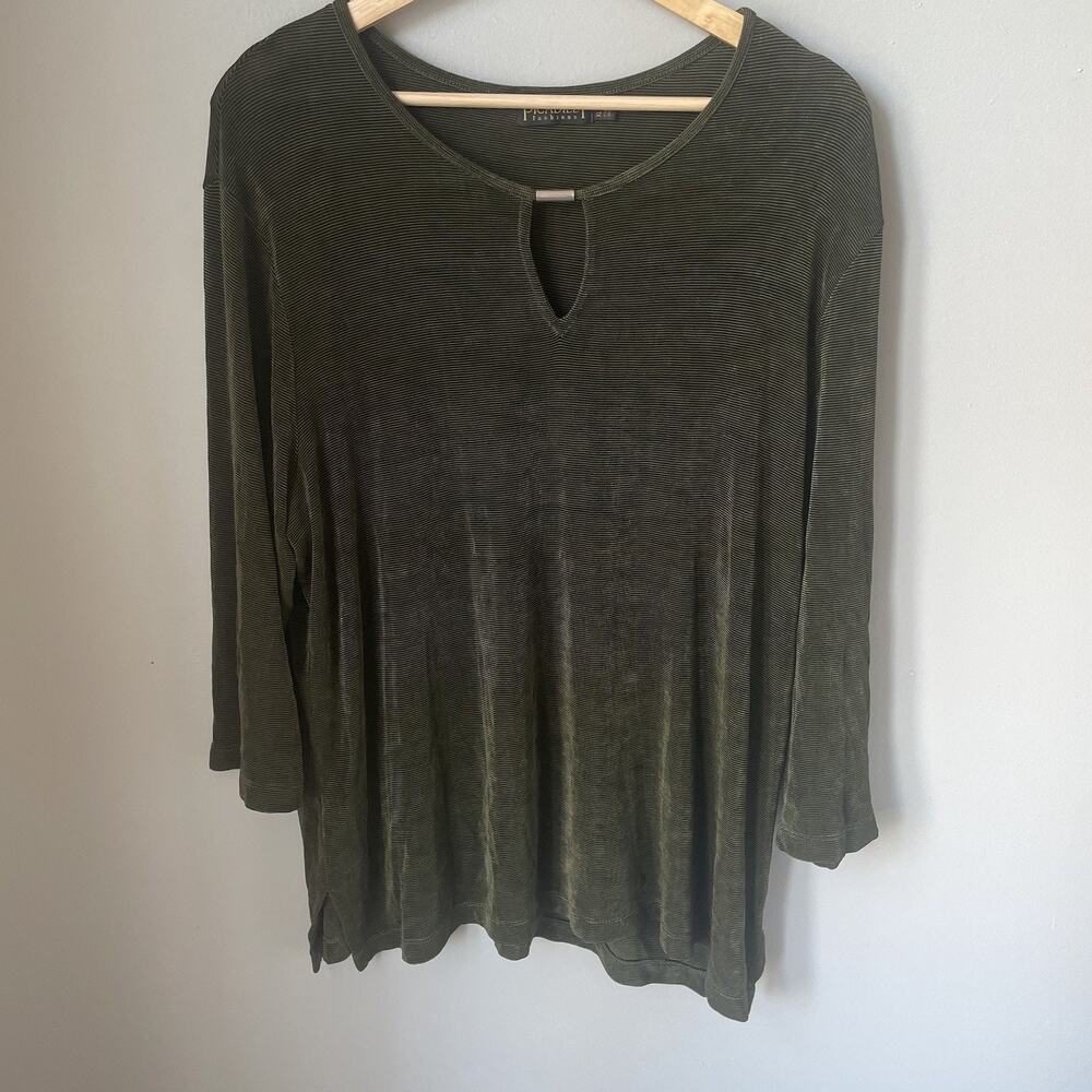 Picadilly Fashions Womens Size XL blouse‎ Green Made In Canada Acetate